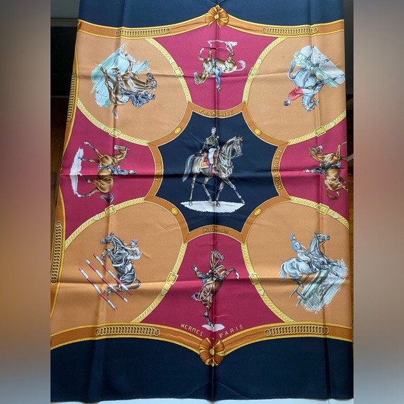 Hermès vintage silk Ecole Français d'Equitation de Saumur scarf - Picture 3 of 3